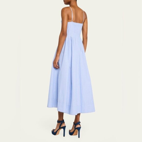 NEW SIMKHAI Kittiya Cotton Midi Dress in Harbour Blue Stripe | US 2 UK 6 - Picture 4 of 14